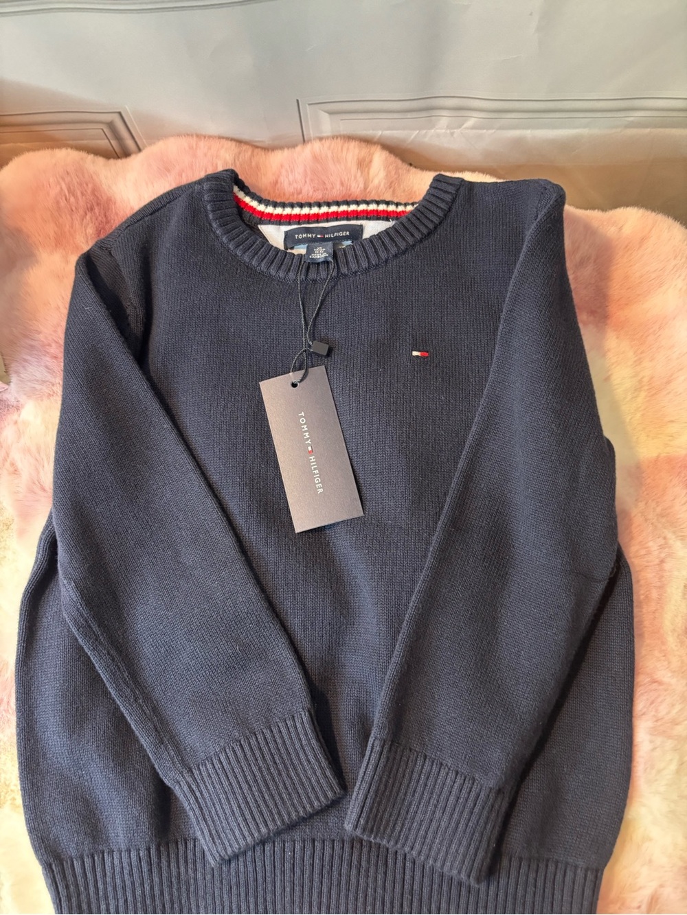NWT Tommy Hilfiger Boys Toddler Navy Crewneck Sweater Size XS (4-5)